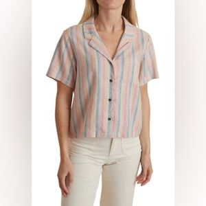 Marine Layer Lucy Rainbow Stripe Button-up (small)